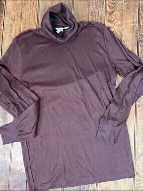 Men's Vintage 80s Skyr Ski WearBrown Turtleneck shirt Top cotton NWT size small